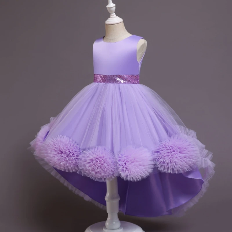 Baby Girls Wedding Christening Dresses 2 To 7 10 Years Child Elegant Costume Gowns For Eid Evening Lilac Long Children's Cl