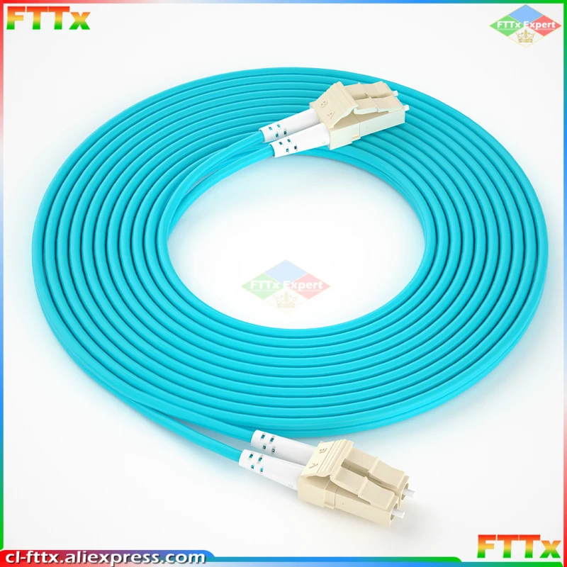 50pcs/bag LC/UPC-LC/UPC OM3 Fiber Optic Patch Cord Duplex 3.0mm Aqua LSZH Jacket Jumper Cable 1M 2M 3M