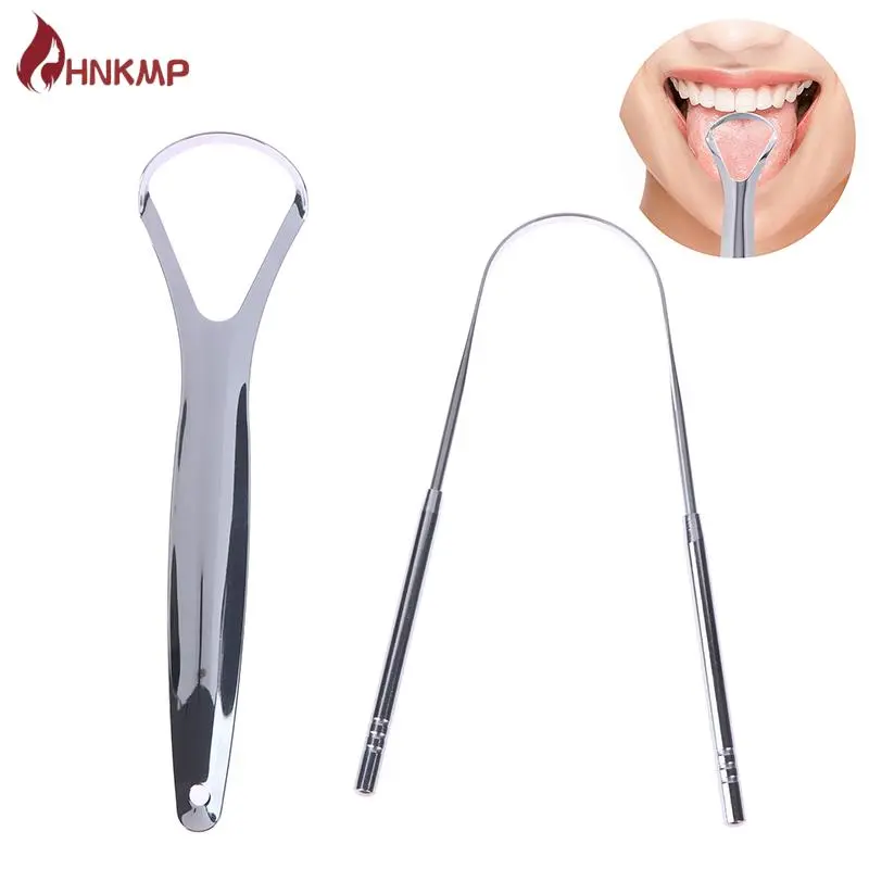 2 Pcs Tongue Scraper Stainless Steel Tongue Cleaner Bad Breath Removal Oral Care Tools