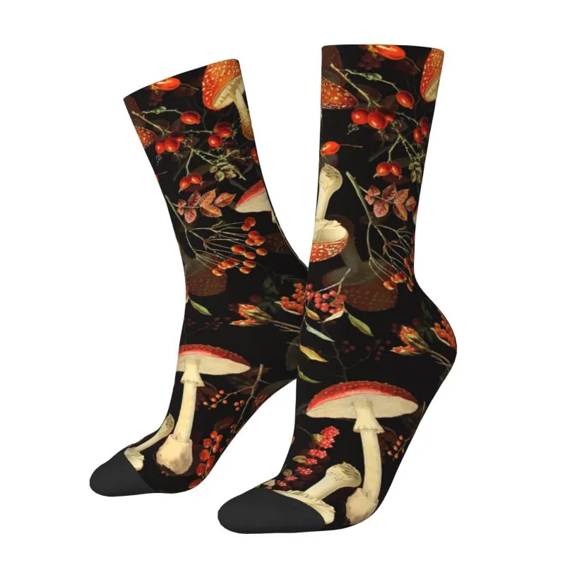 Fashion Red Mushrooms Socks Women Men Warm 3D Printed Vintage Sports Basketball Socks