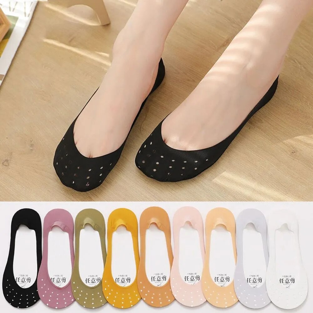 Mouth Low Tube Solid Color Ankle Socks for High Heels Non-Slip Mesh Boat Socks Sock Slippers Female Hosiery Ice Silk Socks