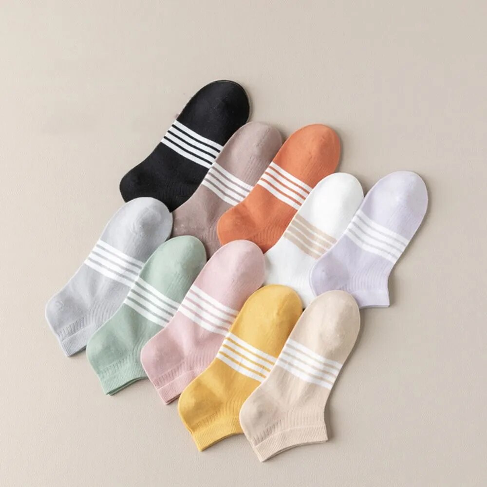 Comfortable Summer For Girl For Women Ankle Socks Sweat absorption Female Hosiery Striped Boat Socks Sock Slippers Boat Socks