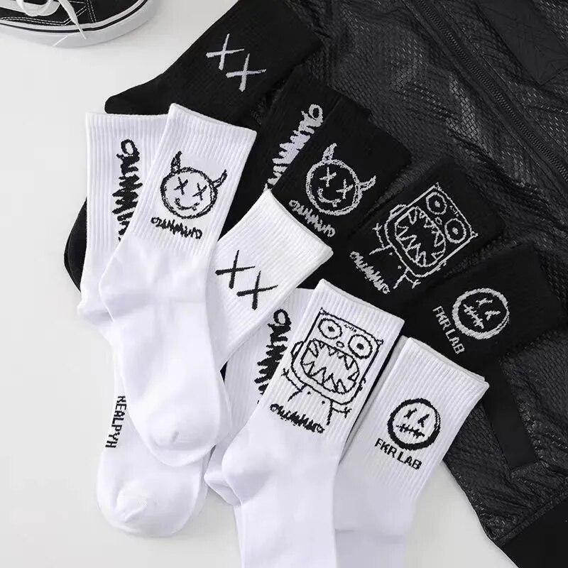 Men's Fun Printed Round Neck Basketball Socks