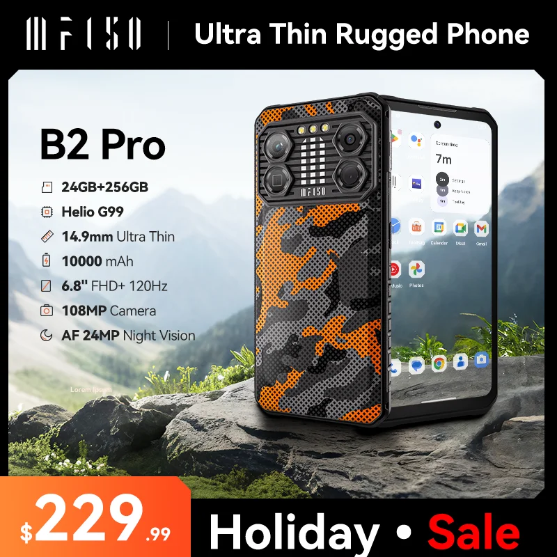 IIIF150 B2 Pro Rugged Smartphone Android Cell Phone G99 120Hz 6.8'' Screen 24GB RAM 256GB ROM 108MP Camera 10000mAh 30