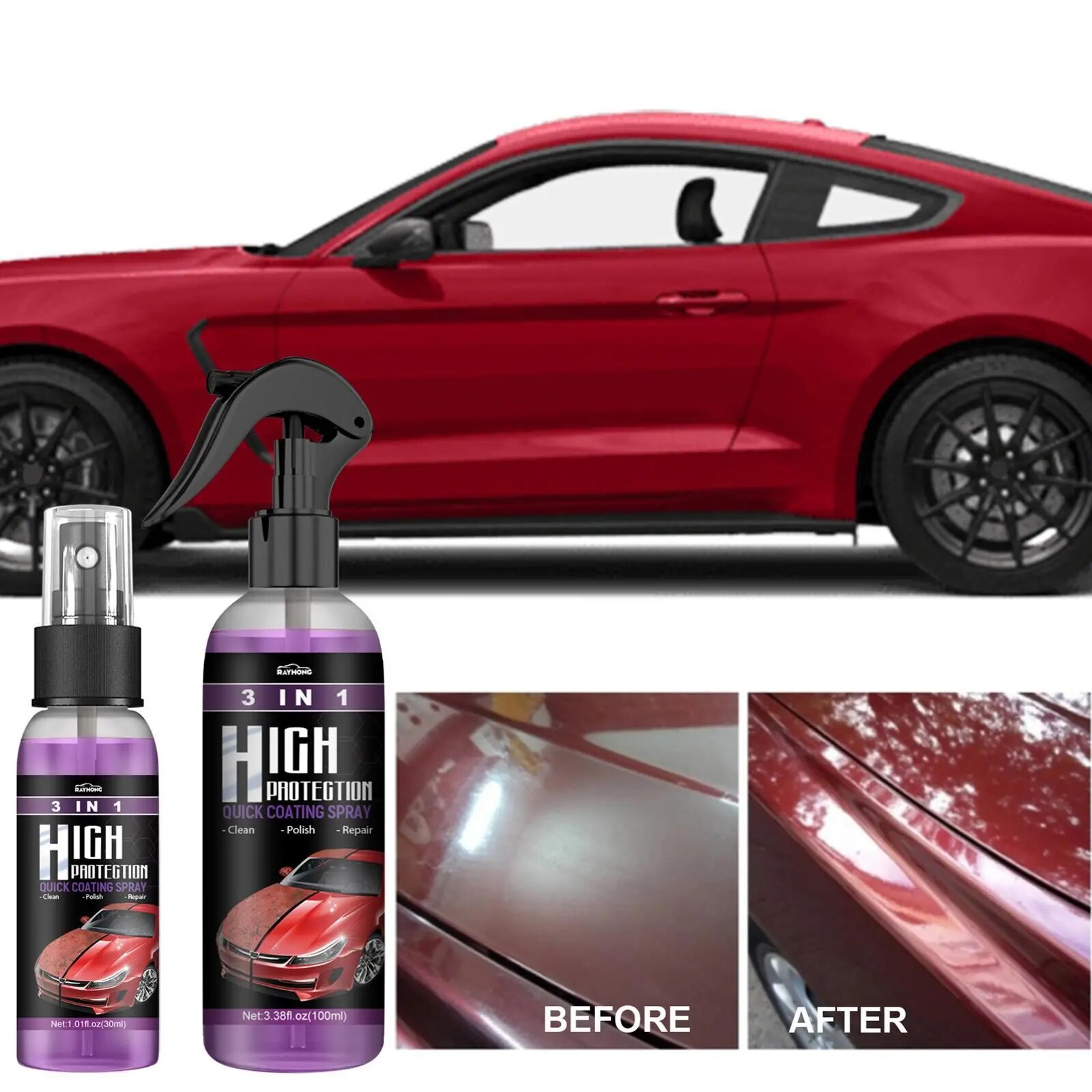 3 In 1 Car Ceramic Coating Spray Paint 30ml/100ml Auto Scratch Coating Spraying Repair Nano Ceramic Polishing Remover Paint X9N1