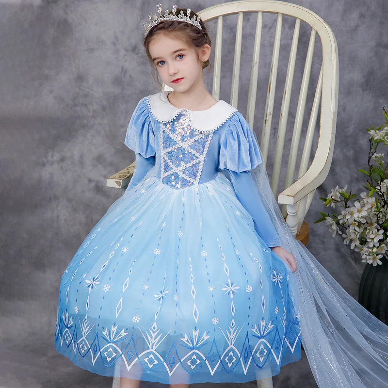 Girls Elegant Princess Dress Sequin Birthday Party Velvet Fluffy Gown For Child Kids Evening Formal Pageant Dress 3-10 Year old