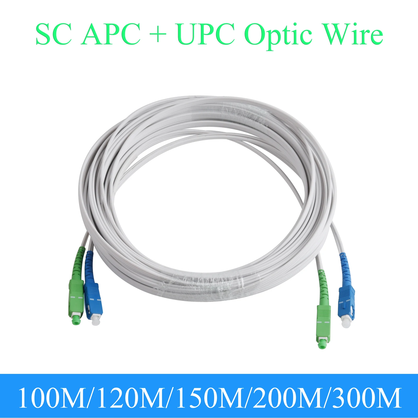Optic Extension Wire SC UPC+APC to UPC+APC Single-mode 2-Core Indoor Leather Thread 100M/120M/150M/200M/300M Fiber Optical Cable