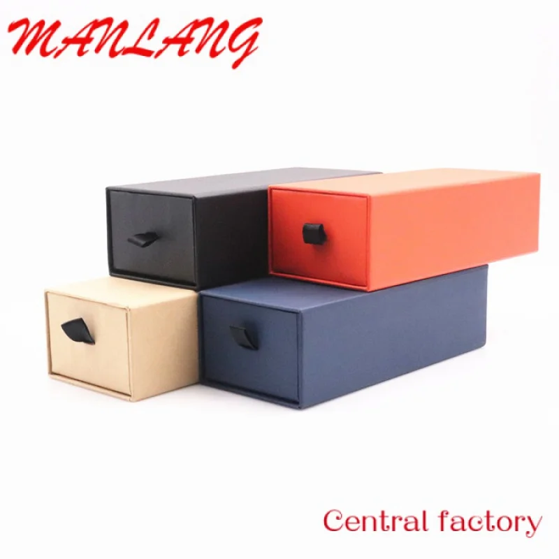 Custom Hard Cardboard Paper boxes Luxury Storage Box With Ribbon Rope Gift Sleeve Drawer slide box packaging