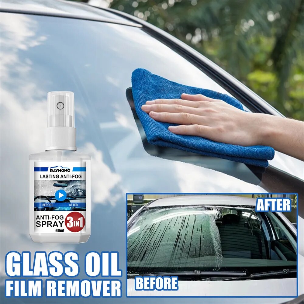 60ml Car Rearview Mirror Antifog Agent 3-in-1 Windshields Window Anti-rain Anti-fog Cleaning Fluid Car Wash Maintenance Cleaner