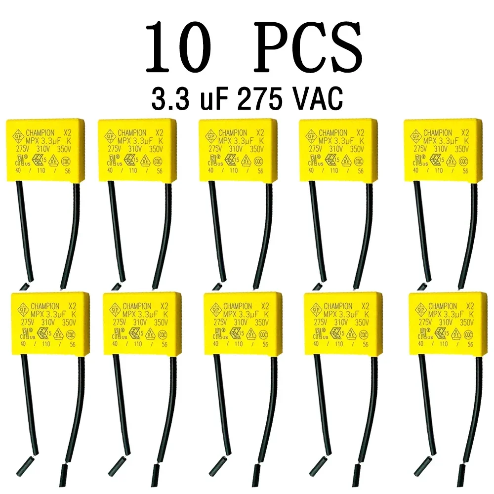 Safety Capacitor 275VAC 3.3UF Polypropylene Film Capacitor，Suitable for smart touch switches without neutral, electric fans, etc