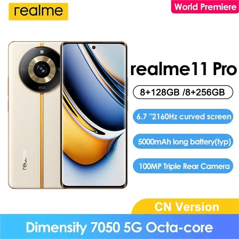 Realme 11 Pro 5G NFC Smartphone Dimensity 7050 6.7" 120Hz 6.7" 120Hz 100MP Camera 67W Supercharge 5000mAh GPS Android 