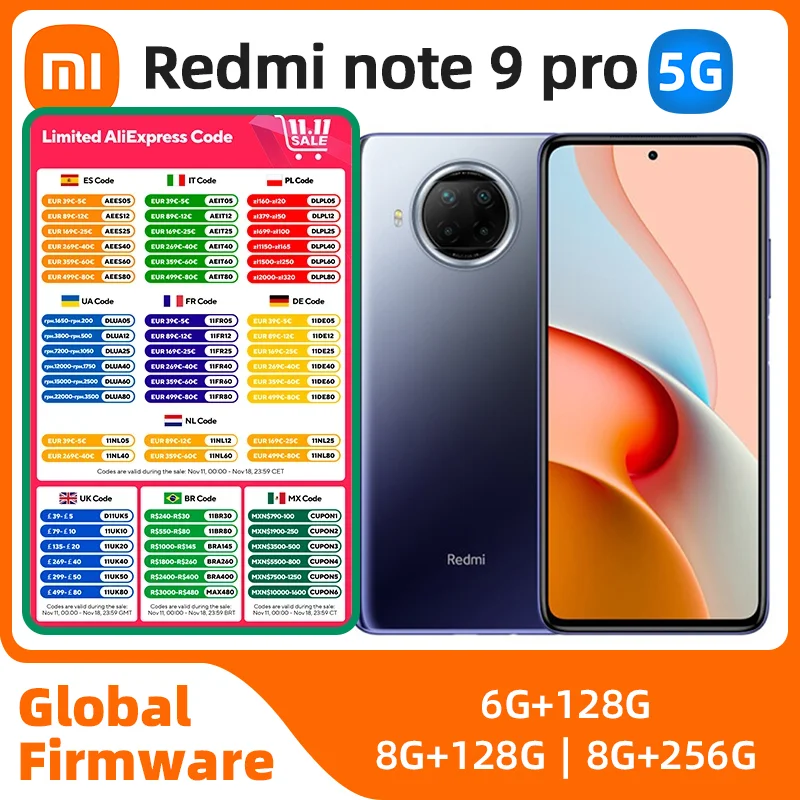 Redmi note 9 pro Android 5G Unlocked 6.67 inch 8GB RAM 256GB ROM All Colours in Good Condition Original used phone