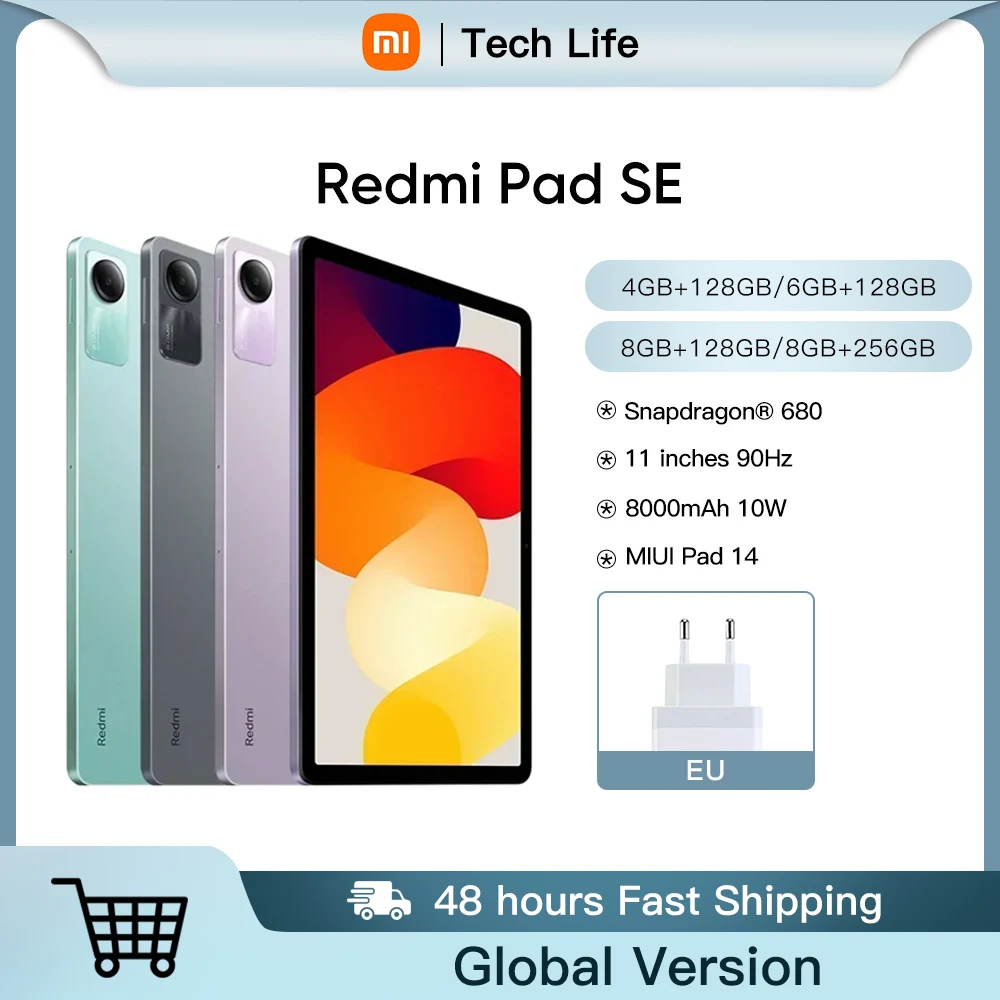 Global Version Xiaomi Redmi Pad SE 128GB / 256GB Snapdragon® 680 Mi Tablet Quad speakers Dolby Atmos® 90Hz 11" Display 8000