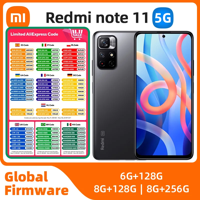 xiaomi redmi note 11 Android 5G Unlocked 6.6 inch 8GB RAM 256GB ROM All Colours in Good Condition Original used phone