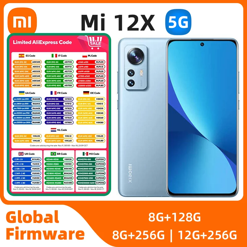 Xiaomi Mi 12x Android 5G Unlocked 6.28 inch 12GB RAM 256GB ROM All Colours in Good Condition Original used phone