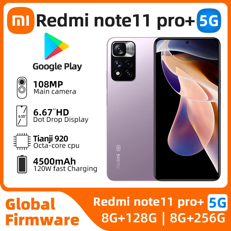 Redmi note 11 pro+ plus Android 5G Unlocked 6.6 inch 8GB RAM 256GB ROM All Colours in Good Condition Original used phone