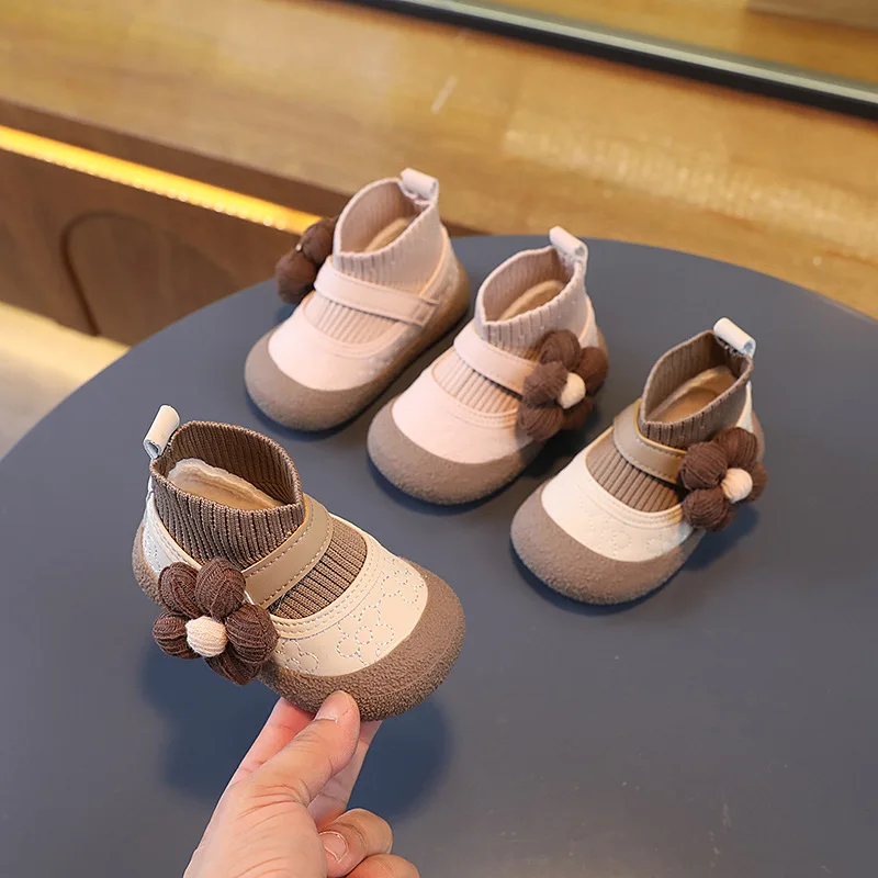Botas Warm Girl Snow Boot Autumn Winter New 2023 Anti Slip Embroidered Leather Boot Retro Infant Princess Shoe Baby Walking Shoe