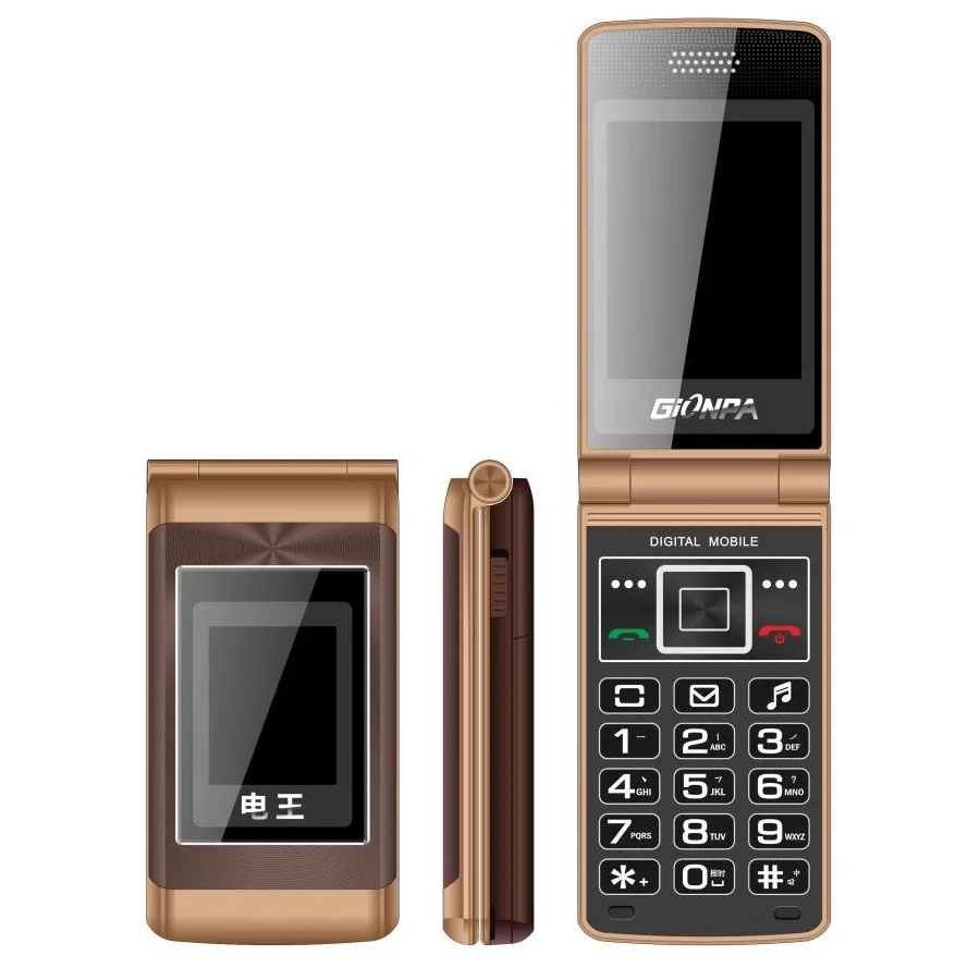 Big Push Button Flip Mobile Phone 2.8"+1.8" Telphone Dual Display Dual Sim Card MP3 Folder Torch 4050mah Clamshell Cel