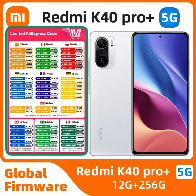 xiaomi redmi k40 pro+ plus Android 5G Unlocked 6.67 inch 12GB RAM 256GB ROM All Colours in Good Condition Original used phone