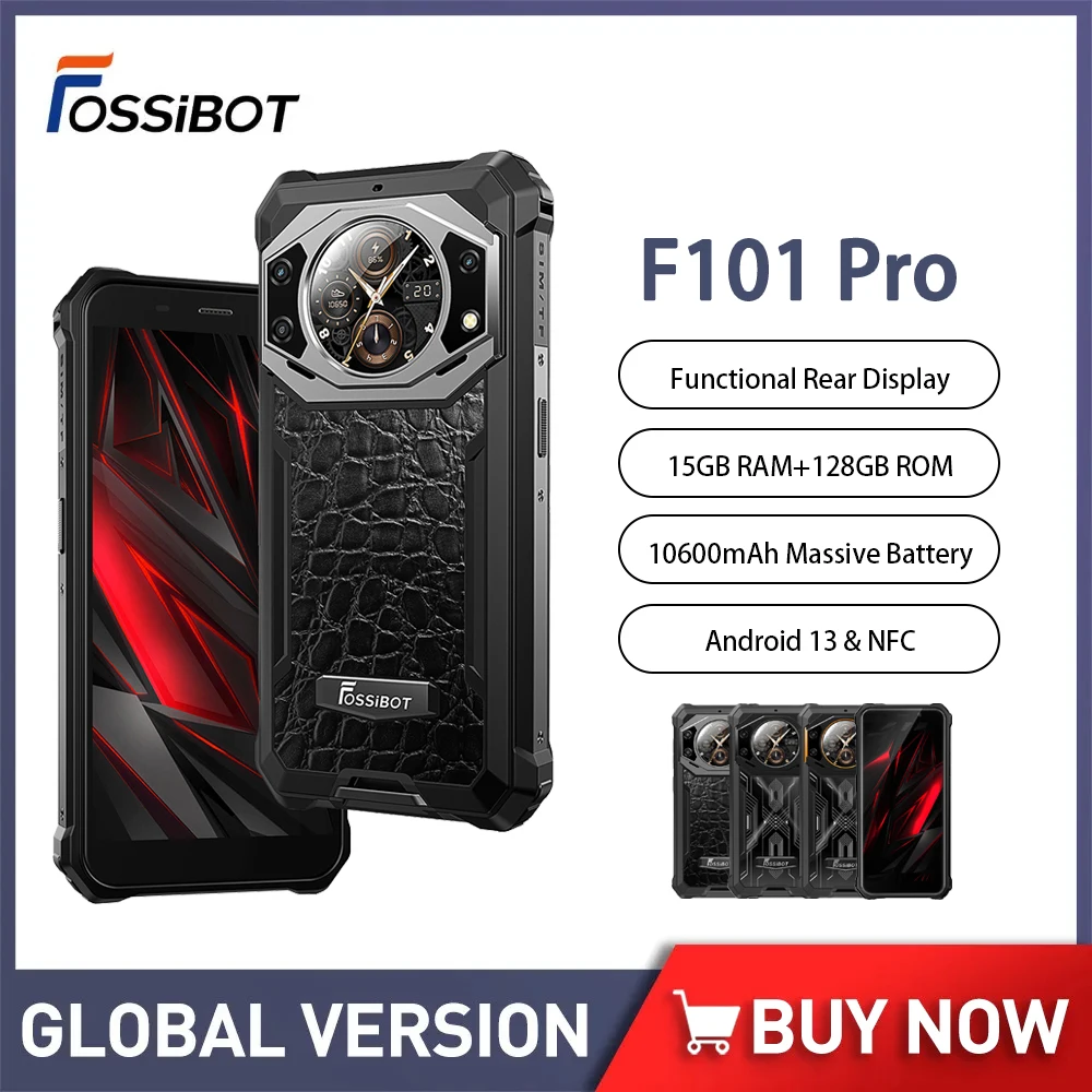 FOSSiBOT F101 PRO Rugged Phones 5.45" FHD+ 15GB+128GB Smartphone Android 13 Infrared Night Vision Camera 10600mAh Cell Phon
