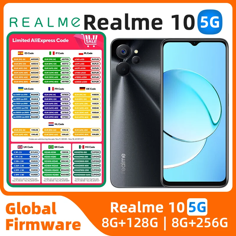 Realme 10 Android 5G Unlocked 6.6 inch 256G All Colours in Good Condition Original used phone