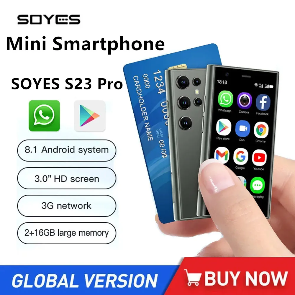 SOYES S23 Pro Mini Smartphones 3G Network 2GB+16GB Android 8.1 Phone Dual SIM Standby 3.0Inch 1000mAh Battery Small Mobile Phone