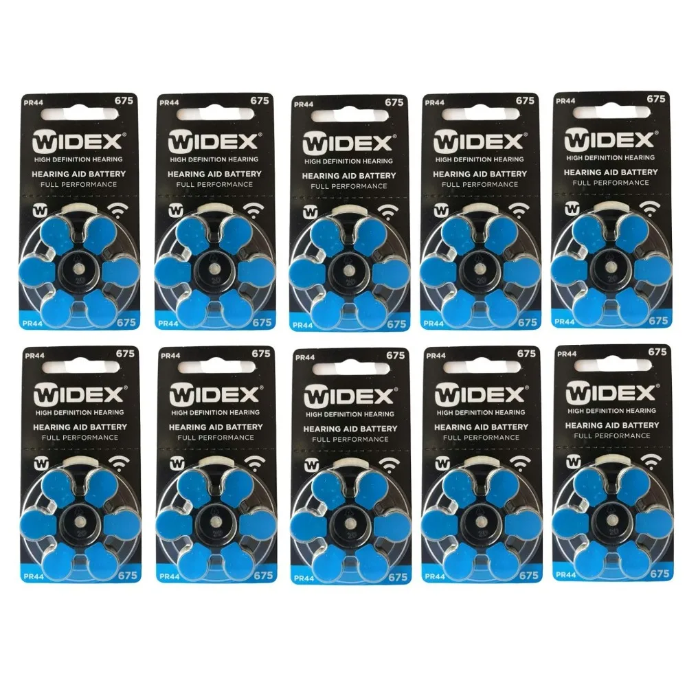 Widex hearing aid battery Size 675 (PR44) (10 Packet=60 Batteries)