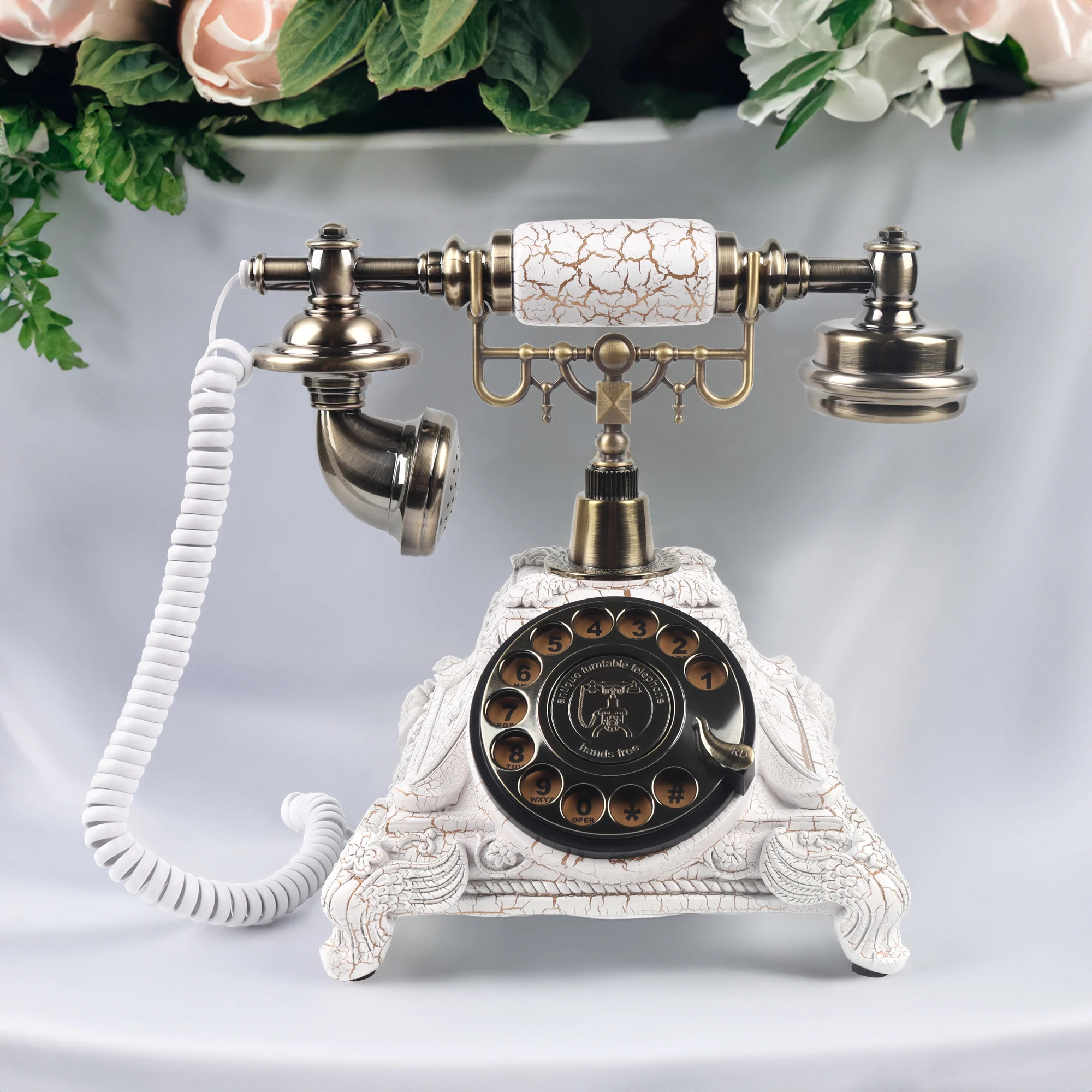 CHEETA White Chrome Bronze Gold Phone Replaces Vintage Wedding Guest's Book Guestbook Roulette Dial Recording Audio Guestbo