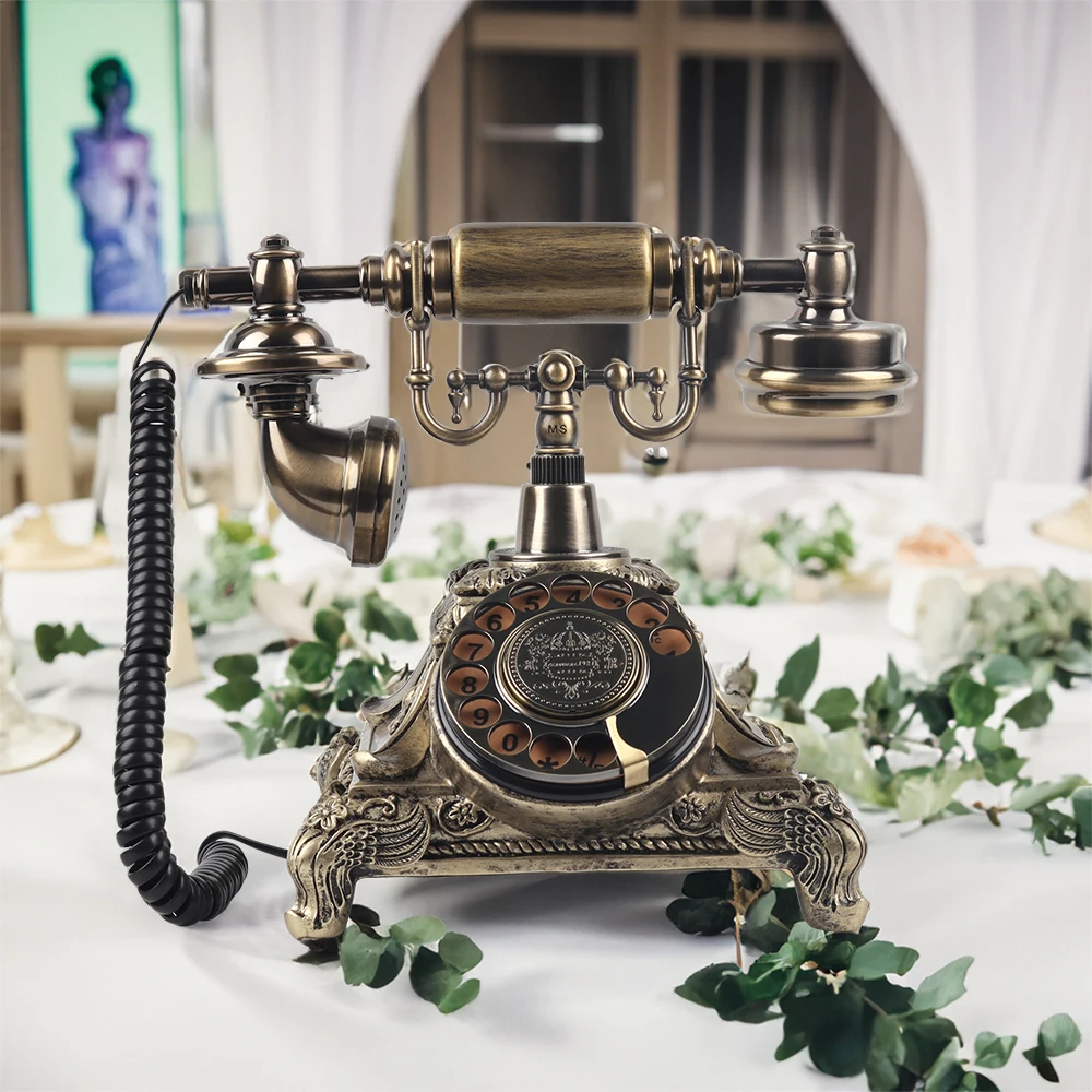 CHEETA Retro Decor Old Fashion Corded Telephones Guestbook Phone Vintage Antique Classical Audio Guest Book Phone