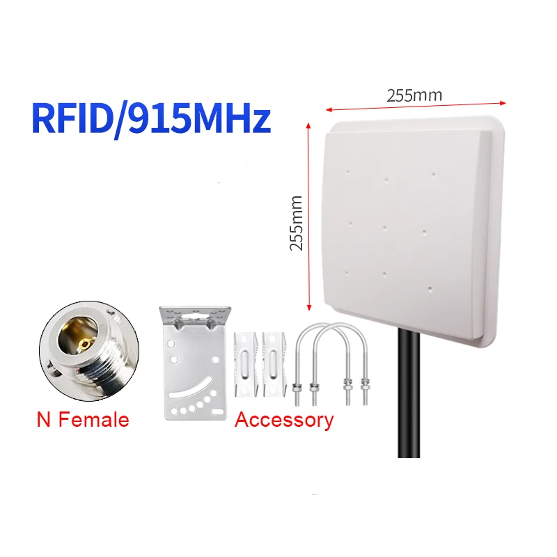 915MHZ RFID Flat Antenna Metal Bracket Outdoor Waterproof High Gain 9dBi IoT Ultra High Frequency Directional N Female