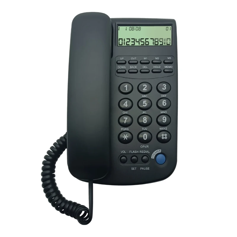 Corded Telephone LCD Display Desktop Landline Telephone Support FSK/DTMF Double System Phone for Home Hotel Office