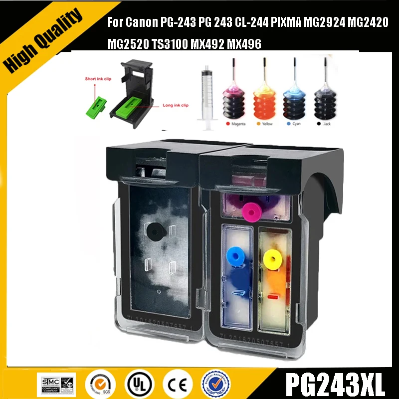 Einkshop Pg243 Cl244 Cartridge Refill Compatible for PG243 CL244 Canon PIXMA IP2820 IP2850 MG2420 MG2450 MG2520 MG2550 Cl244