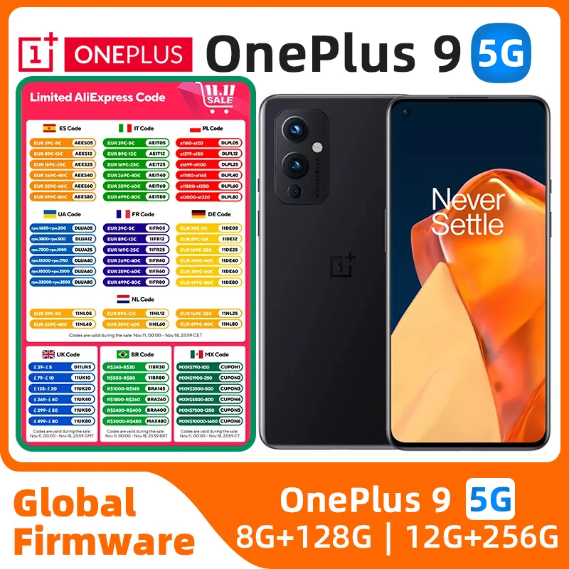 OnePlus 9 5G Global Version 12GB 256GB 6.55‘’ 120Hz Fluid AMOLED Display Hasselblad Camera Original used phone
