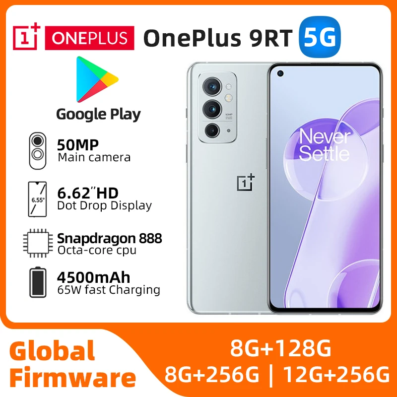 OnePlus 9RT 9R T 5G Global Rom Multi-language 8GB 128GB 120Hz 6.62 inches AMOLED 65 Warp Charging used phone