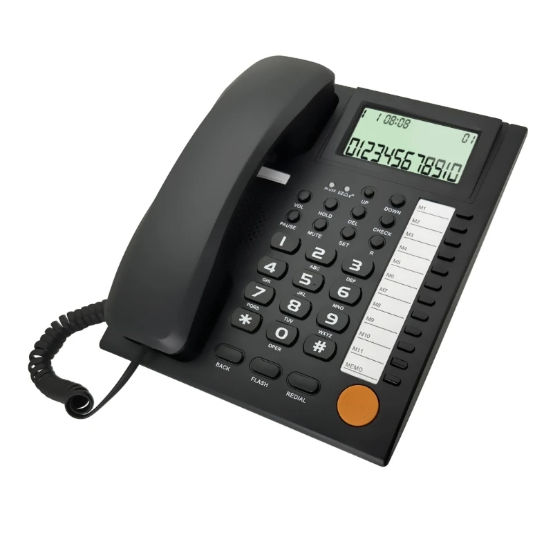 F3MA Corded Landline Phone Big Button Household Business Desktop Landline Telephone with LCD Display for Office Front Desk