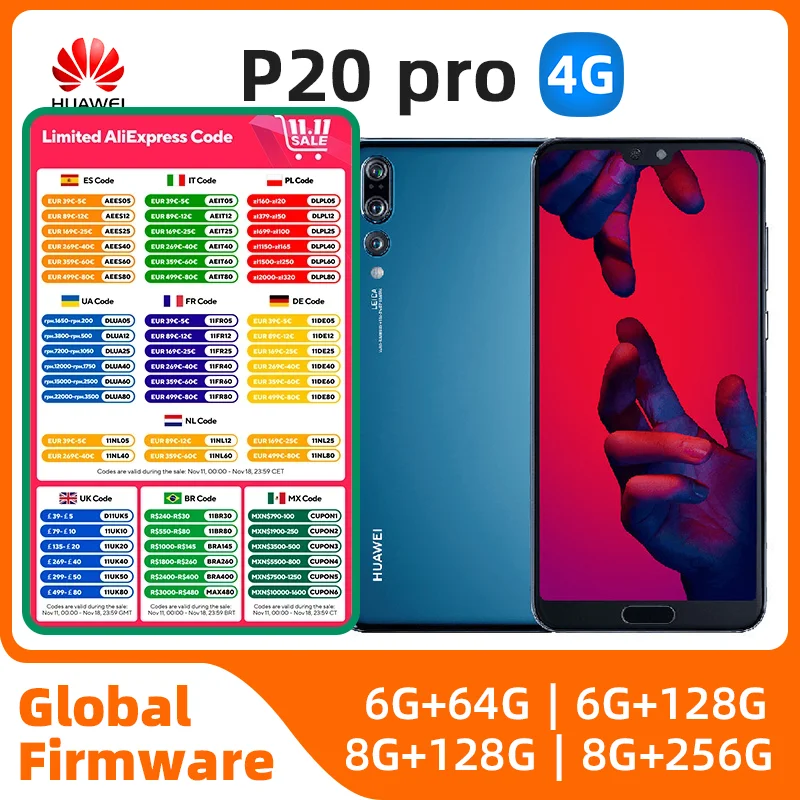 HUAWEI P20 Pro Smartphone Android Google Play Store 6.1 inch 40MP+24MP Camera 4000mAh 4G used phone