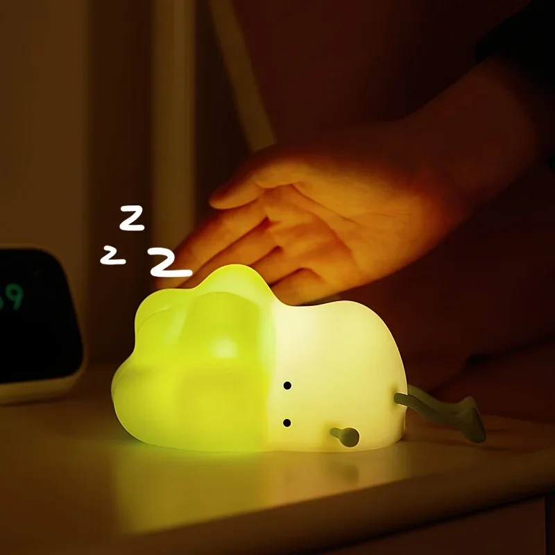 LED Cute Cabbage Night Light USB Rechargeable Night Lamp Touch Sensor Silicone Mood light Lamp for Kids Bedroom Decor