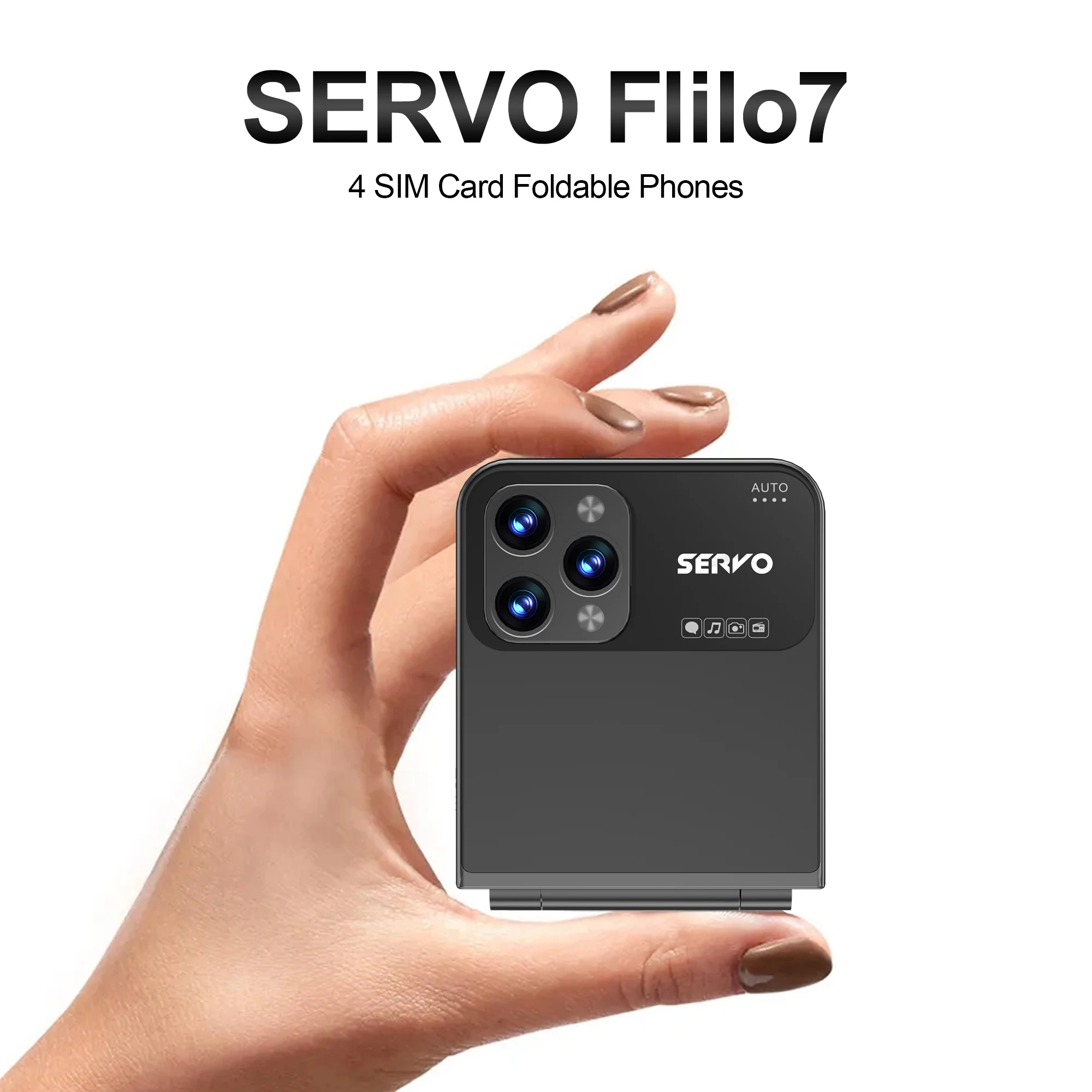 SERVO Flilo7 Four SIM Flip Mobile Phone 2.6'' Screen Auto Call Record Speed Dial Magic Voice Blacklist FM Type-C Folda