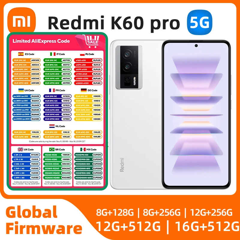 Original Redmi K60 Pro 5G Smartphone Snapdragon 8 Gen 2 6.67" 2K Screen 120Hz 50MP Triple Camera 5000mAh used phone