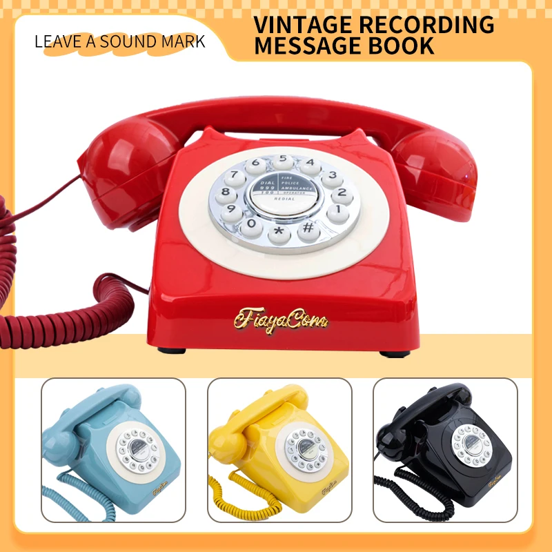 Antique Corded Telephone Audio Wedding GuestBook Phone with Message Function for Anniversary Party Bar Holiday Desk Decoration