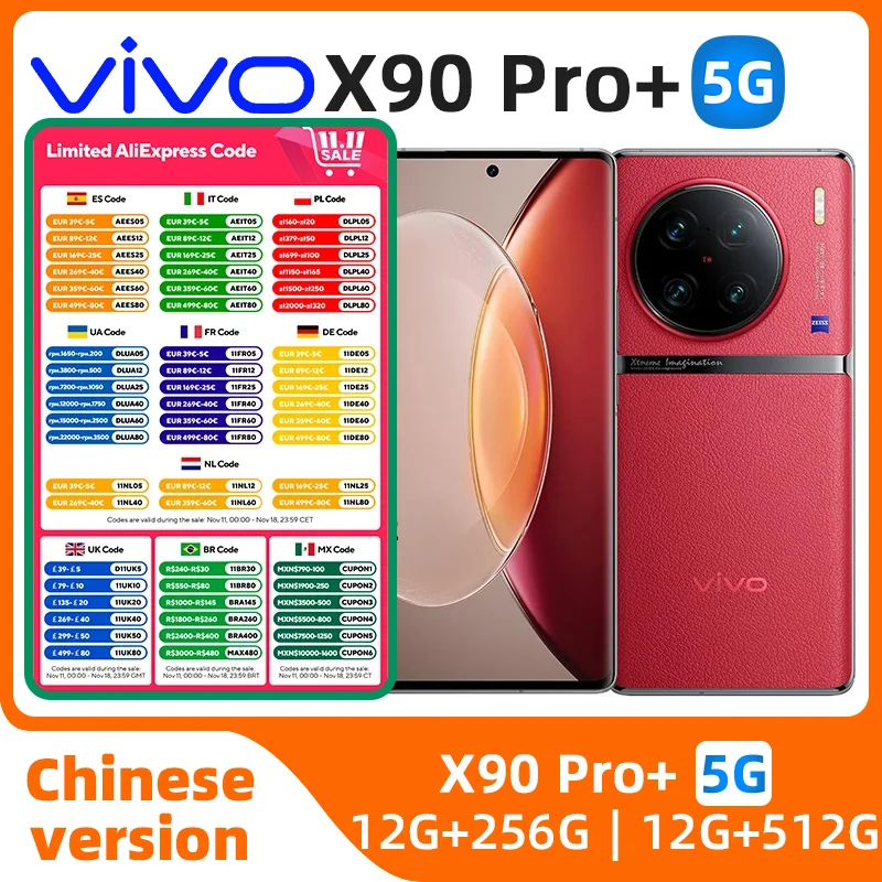 VIVO X90 Pro + Plus Snapdragon 8Gen 2 5G Smartphone 6.78inch 3200×1440 NFC 50MP Camera NFC OTG 80W 4700MAh used phone