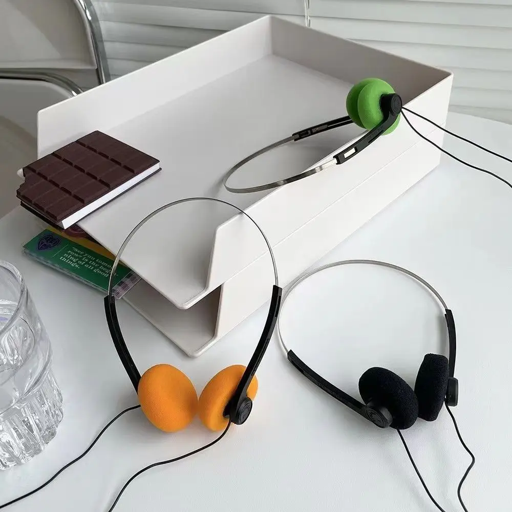 Classic Vintage-80's Headphones MP3 Laptop Wired Small Headphones Lightweight Adjustable Walkman Fashion Telephone Headsets