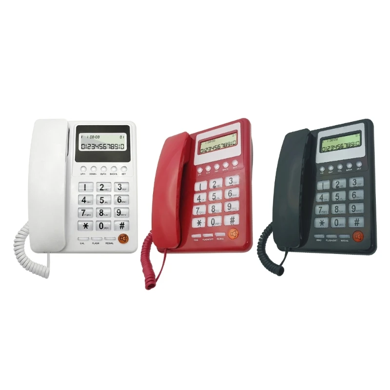 Desktop Corded Telephone with Caller Real Time Date & Week Display DTMF FSK System Desktop Landline Phone for Home Hotel R58