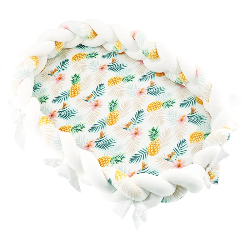 Newborn Baby Nursery Bed Bumper Braid One-piece Crib Around Portable Bed Cot Infant Bebe Protector Weaving Knot Room Decor