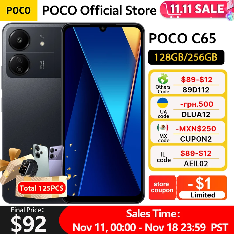 Global Version POCO C65 128GB/256GB NFC MediaTek Helio G85 6.74" 90Hz Display 50MP Triple Camera 18W Fast Charging 5000mAh