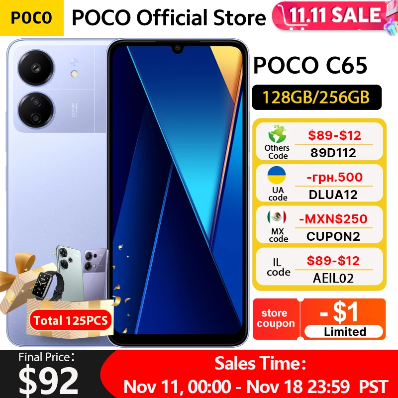 POCO C65 Global Version 128GB/256GB MediaTek Helio G85 Octa Core NFC 5000mAh 6.74" 90Hz HD+ display 50MP Camera