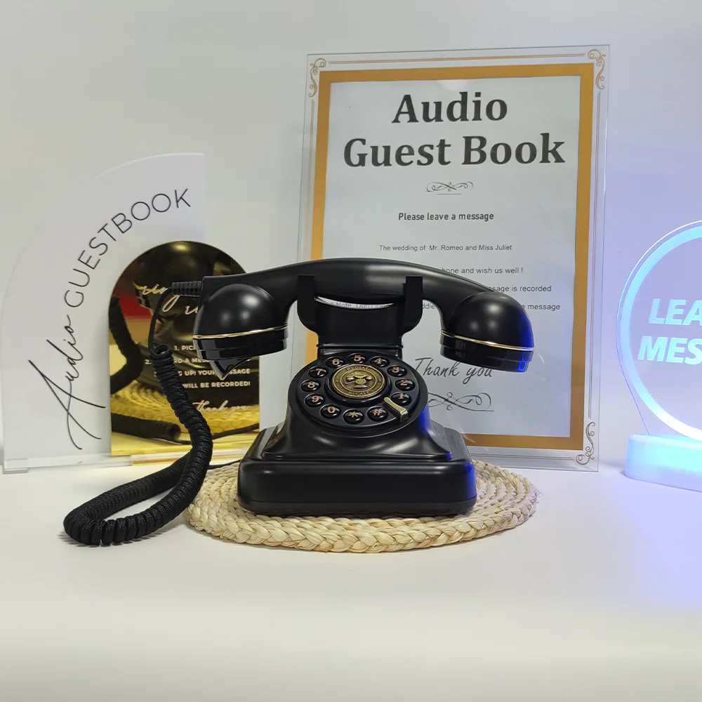 Audio Guest Book for Wedding Phone Audio GuestBook Record Customized Audio Messages Guest Book Classic Retro Style for Wedding