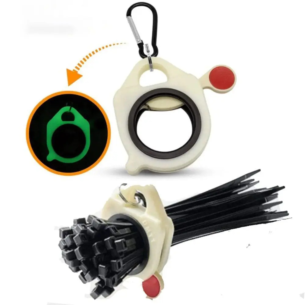 Cable Tie Organizer Portable Fluorescent Storage Plastic Cable Tie Holder Cable Tie Storage Tool Key Chain Wiring Accessories