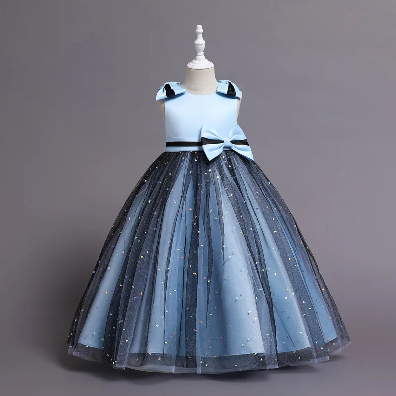 Elegant Girl Birthday Party Butterfly Printed Tutu Dresses Kids Children's Princess Keen Length Flower Wedding Gown 8 10 Ye