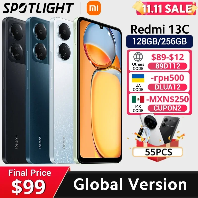 [World Premiere]Global Version Xiaomi Redmi 13C MIUI 14 Smartphone MTK Helio G85 Octacore 50MP Camera 5000mAh 90Hz 6.74" Di